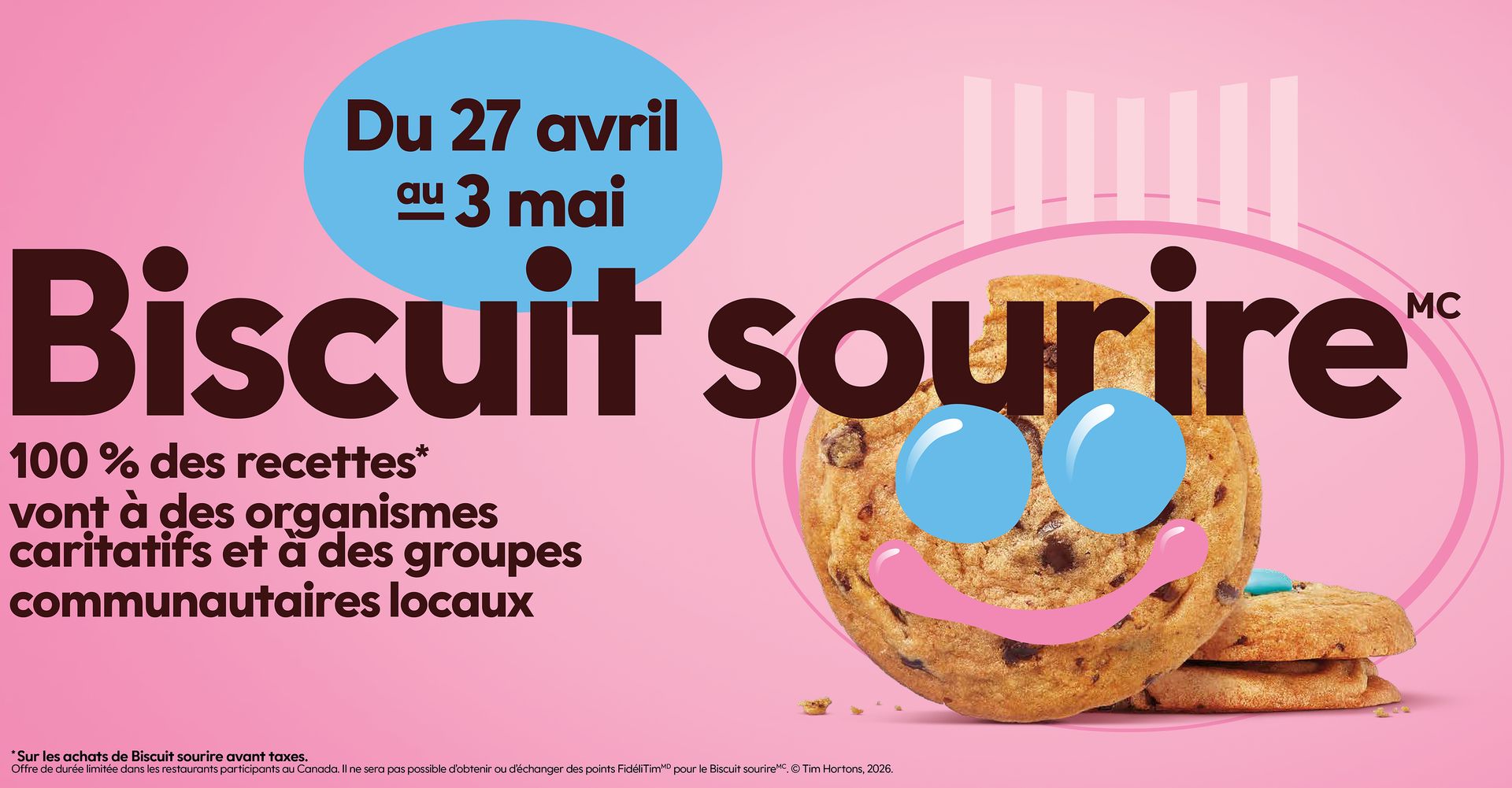 La 30e campagne annuelle du Biscuit sourire (MC) de Tim Hortons® a permis d'amasser la somme record de 23,3 millions de dollars pour des organismes caritatifs et groupes communautaires locaux