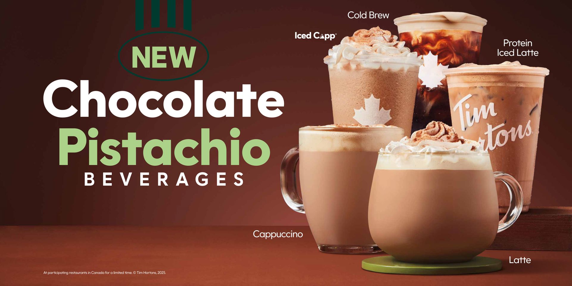 Tim Hortons® kicks off the New Year with a lineup of Chocolate Pistachio beverages and the return of the Oatmeal Raisin Cookie