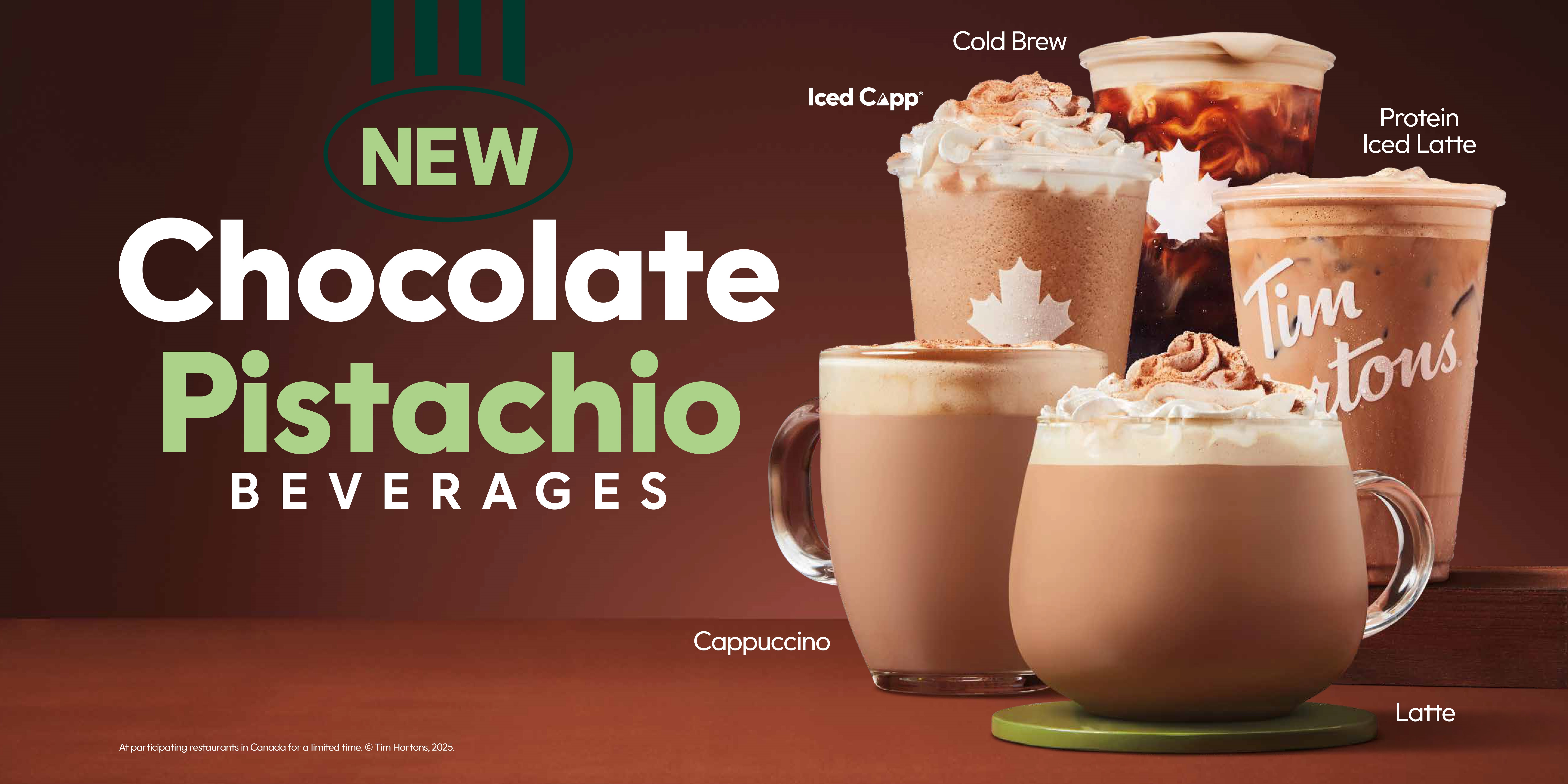 Tim Hortons® kicks off the New Year with a lineup of Chocolate Pistachio beverages and the return of the Oatmeal Raisin Cookie