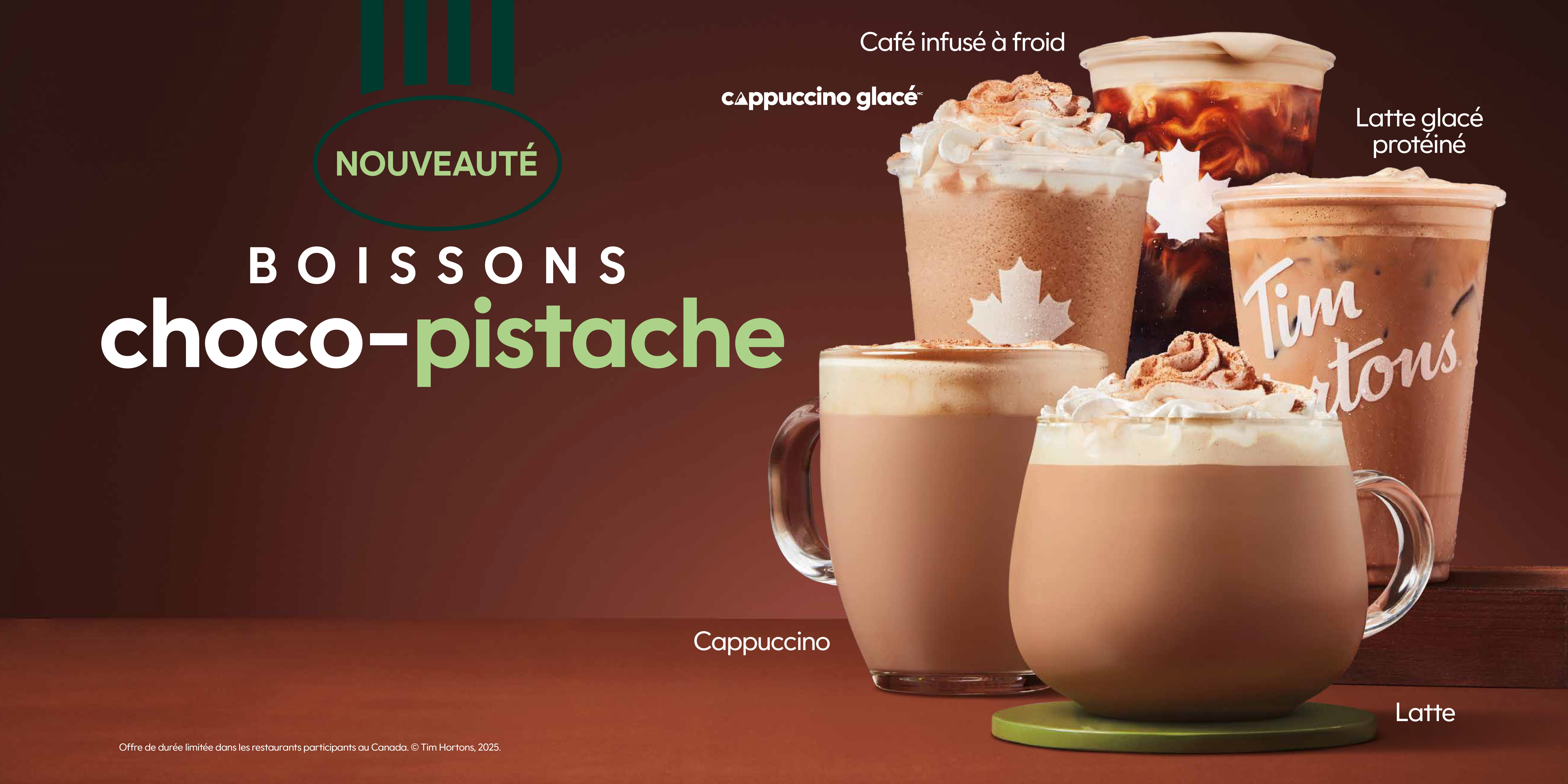 Tim Hortons® entame l’année 2026 avec une gamme de boissons choco pistache et le retour du biscuit avoine et raisins secs