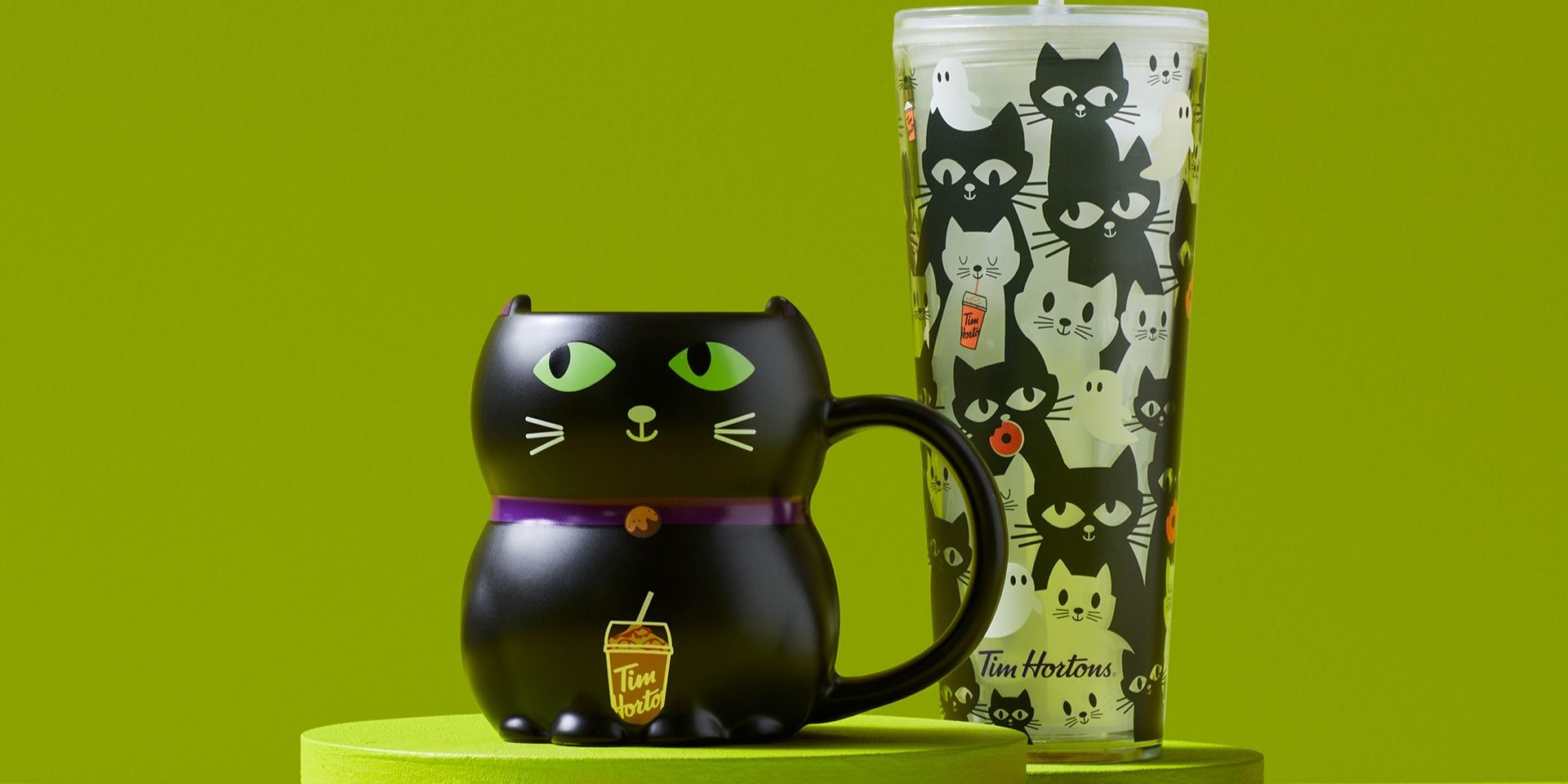 Tim Hortons launches NEW spooktacular Halloween merch including Black Cat heat-activated mug, glow-in-the-dark tumbler, and Timbits Bucket!