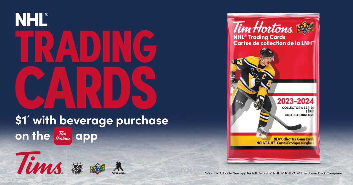 Get excited for the 2023-24 NHL® season with the return of  Tim Hortons NHL® Trading Cards, trading nights at Tims restaurants,  and the Tim Hortons NHL® Hockey Challenge™!