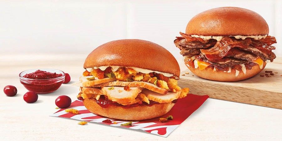 Try the new Tim Hortons Thanksgiving Stack sandwich with seasoned Canadian turkey, homestyle stuffing and cranberry sauce, available now for a limited time