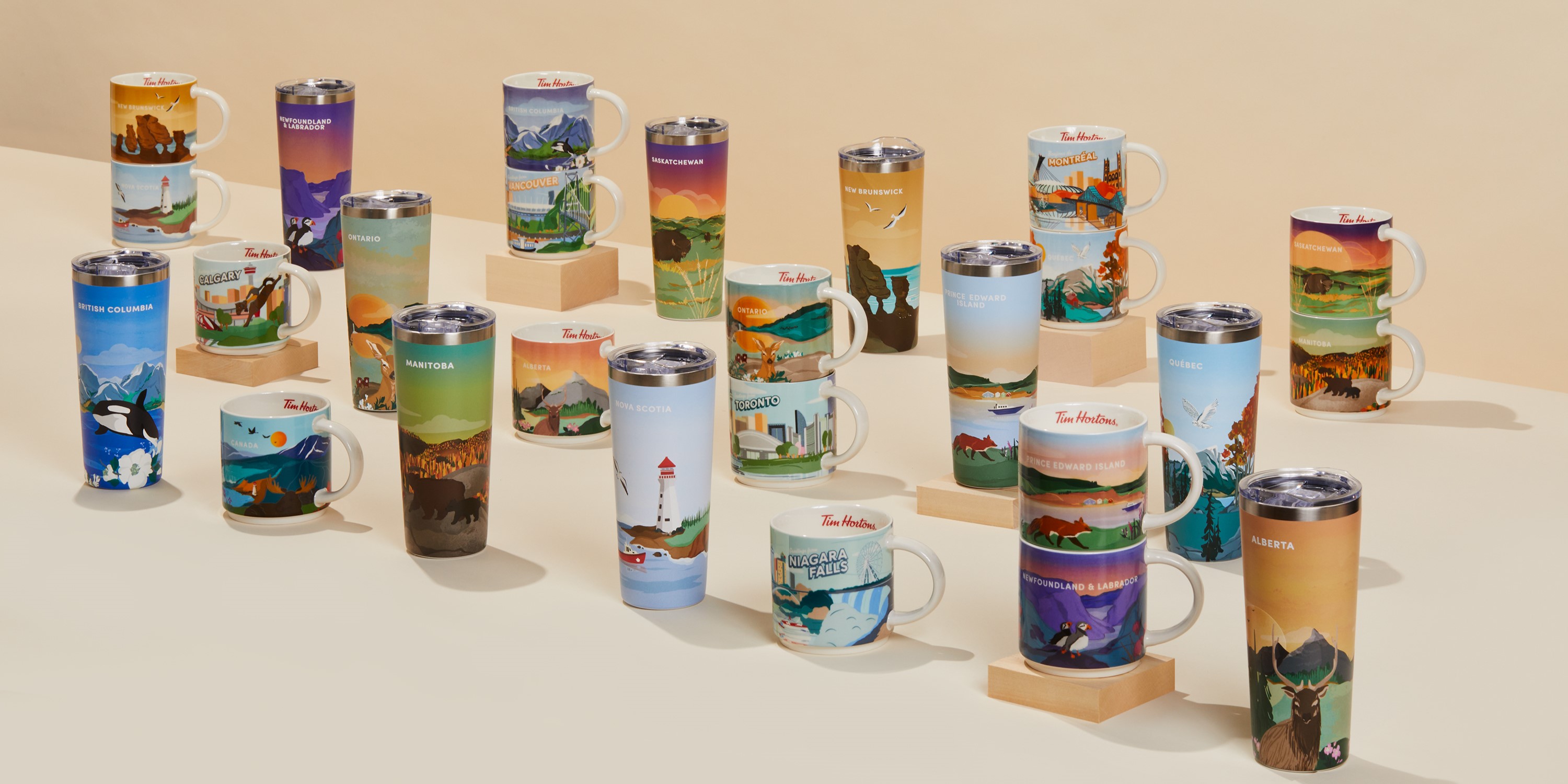 Toast to Canada with Tims® with new drinkware collection featuring landscapes from each province and the new Canada Celebration Donut, just in time for Canada Day