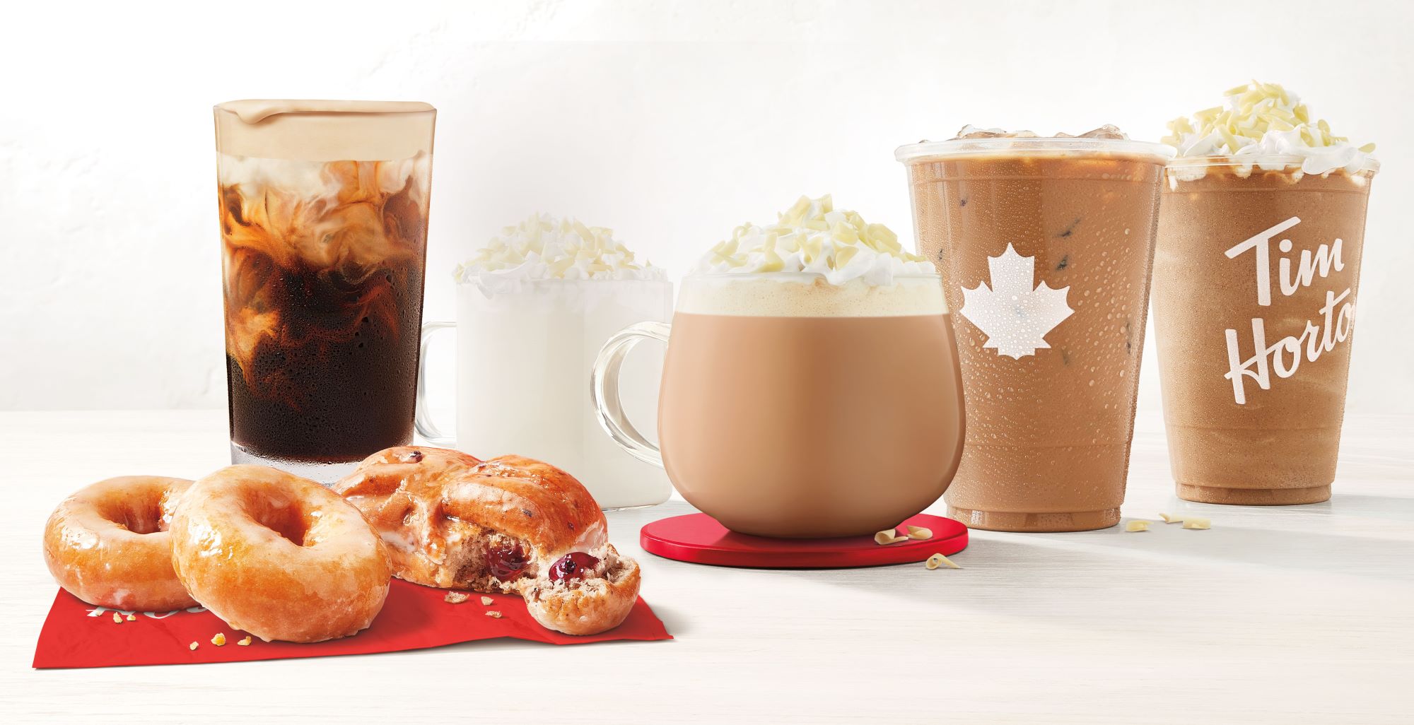 New year, new at Tims: Tim Hortons launches a lineup of White Chocolate Pistachio beverages, plus the popular Blueberry Fritter is back along with the Lemon Cake Donut
